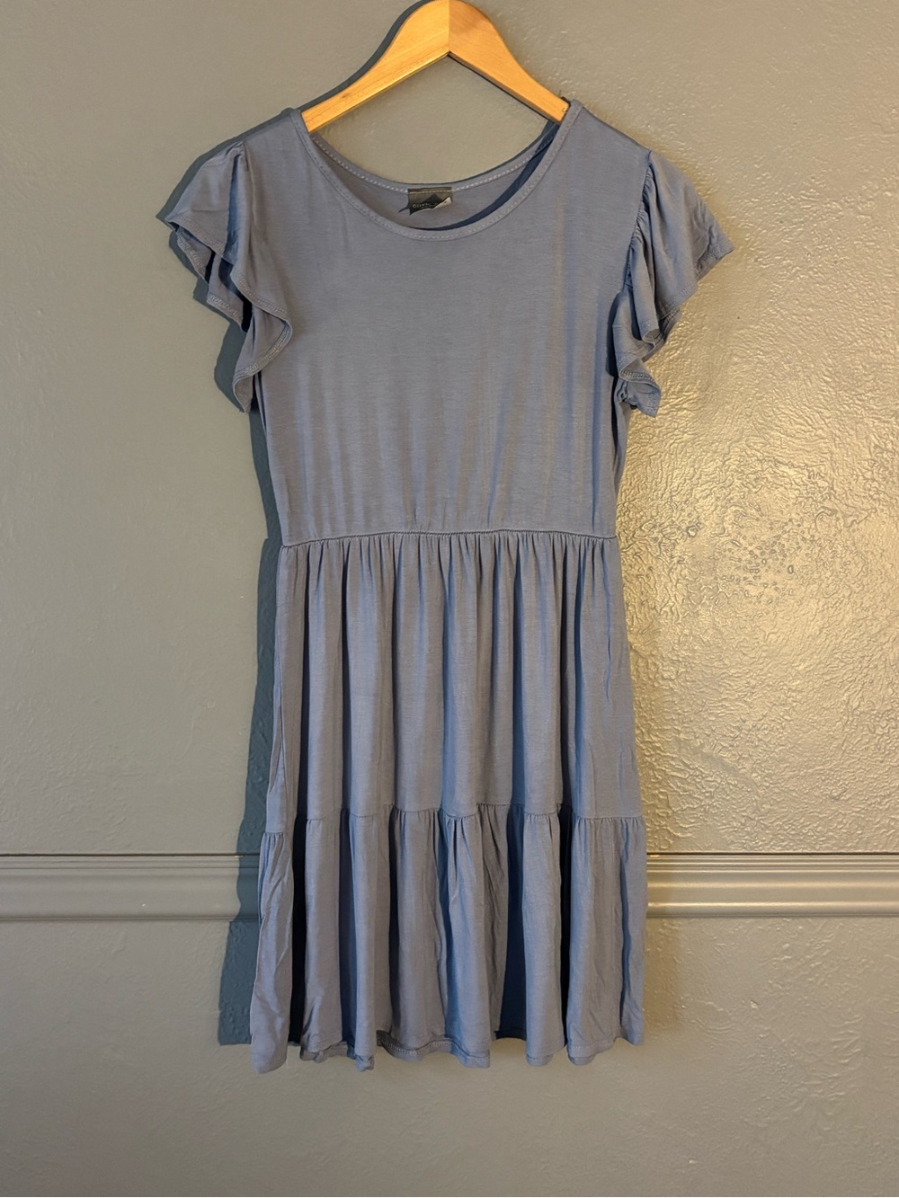 Olivia Rae Blue Flutter Sleeve Tiered Dress Size M Rayon Blend